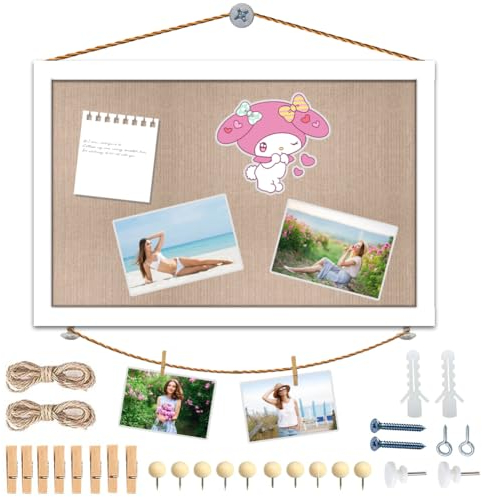 DASIAUTOEM Pinnwand aus Kork, 40x30CM Kleine Anzeigetafel Weiß Pinnwand mit Holz Rahmen Pin Board Kork Dekorative Pinnwand zum Aufhängen für Zuhause, Schule, Büro, Sichttafel