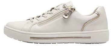 Jana Damen Sneaker flach mit Reißverschluss Vegan, Mehrfarbig (Beige/Gold), 37 EU