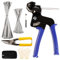 TEKCHIC Kit fascette fermacavi in metallo – 200 fascette in acciaio inox, pistola, taglierina, rimozione, guanti e custodia