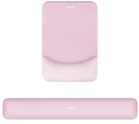 MOSISO Repose-Poignet pour Tapis de Souris&Clavier Set,Ergonomique Mouse Pad Antidérapante Rectangle Domicile/Bureau Soulagement Douleur,Repose Poignet Surélevé Courbé Mousse à Mémoire,Rose Poudré
