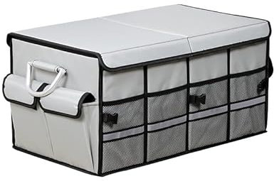 FSTTGG Auto Kofferraumtaschen für VW Passat B5 1997-2005, Autotasche Hohe Kapazität Kofferraum-Organizer Innenausstattung,B Grey-2 60 * 35 * 30