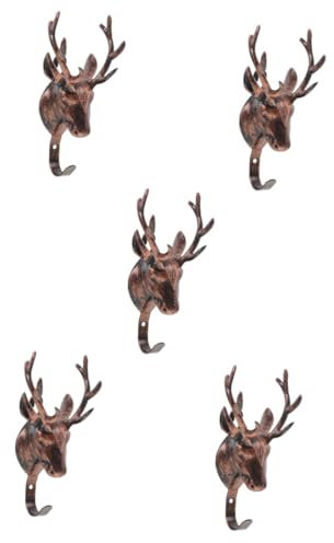 PRETYZOOM Lot De 5 Muraux Décoratifs En Bois De Cerf De Style Ferme Porte-manteaux Porte-clés Décoration De Salon Rustiques