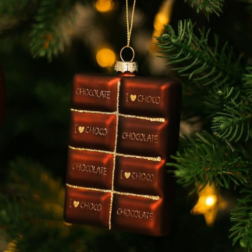 Amanman vetro ornamenti di Natale 2024, vetro soffiato ornamenti di cioccolato per l'albero di Natale, ornamenti alimentari Decorazioni dell'albero di Natale