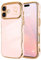 LCHULLE Compatibile con iPhone 16 Cover cuore d'amore Custodia con forma ondulata e riccia ragazze Protezione della fotocamera Cover protettiva galvanizzata Custodia per iPhone 16 Rosa chiaro