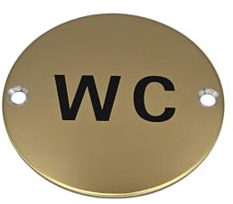Bary WC-Waschklauset-Schild, poliertes Messing