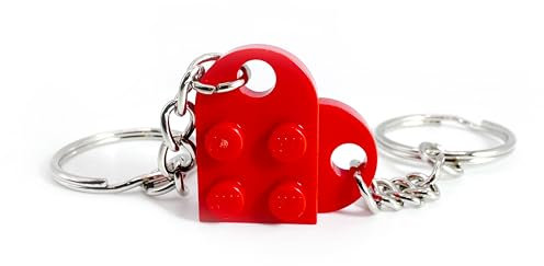 The Good Idea|LEGO Heart Keyring Love Couples Keychain Valentines Special Gifts Girlfriend Boyfriend Friendship (Red)