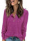 Tanmolo Damen Leichte Strickpullover Langarm Henley Shirt Herbst lässig Rundhals-Knöpfe Elegant Sweatshirt Tunika Tops Rosa, M