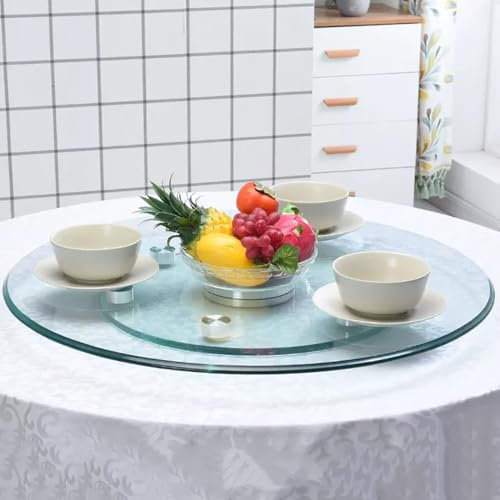 50/60/70cm Rund Drehteller Gehärtetes Glas Lazy Susan Für Küchen-Esstisch 80/90/100cm Großer Drehplatte Aluminiumlegierungslager 360 ° Drehbar Tischplatte Servierplatte Einfach Essen Zu Teilen(60cm/24