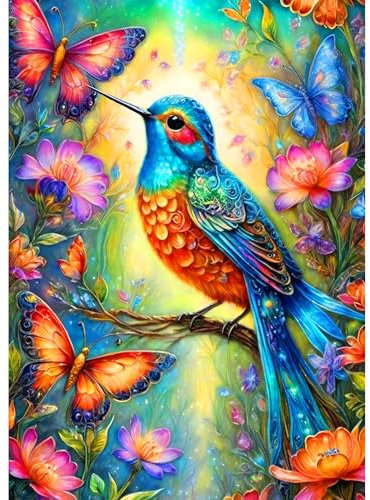 Jawecci Vogel Diamond Painting Erwachsene, 5D Diamant Painting Tiere Bilder Erwachsene Anfänger, DIY Runde Steine Diamant Kunst Set Diamant Malerei Kinder für Home Dekor 30x40cm