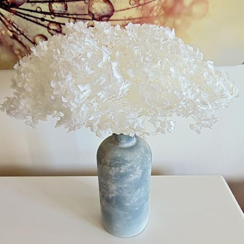 Hortensia Stabilisé Blanc -Vrai Fleur Eternelle Naturelle Séchée et Préservée - Bouquet d'une Tige Grand Format, décoration de Mariage, Centre de Table Bohème (Blanc)