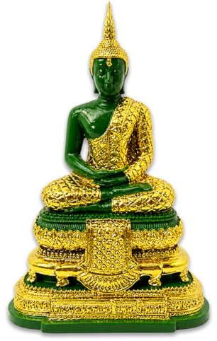 Buddha/Buddha/Smaragd-Buddha-Statue, Wat Phra Kaew, 13,5 cm, handgearbeitetes grünes Harz, authentisch, mit Siegel, hergestellt in Thailand, asiatische buddhistische Kunst