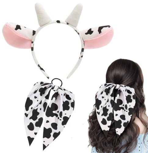 1 Bandeau De Vache Et Anneau De Cheveux En Streamer, Accessoires De Rôle, Coiffure De Fête, Accessoires De Cheveux Mignons Créatifs.