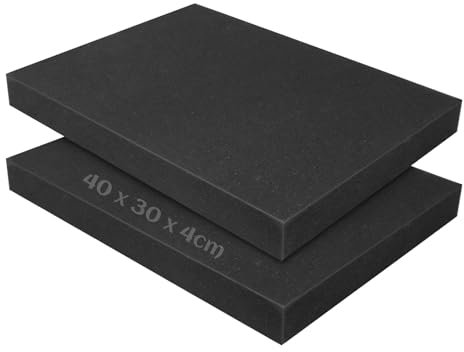 2 PCS Polyurethane Foam Sheet - 16 x 12 x 1.5in Cuttable Foam Sheet - High Density Polyurethane Foam Sheet - for Tool Box Organisation Camera Storage DIY Tool Storage Systems and Crafts(40 x 30 x 4cm)