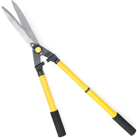 ZAVIA Telescopic Garden Shear for Hedges | 60-77cm Tubular Steel Long Handled Garden Shears with Sharp Wavy Carbon Steel Blades & Anti-Slip Foam Grip | Gardening Tool for Hedges