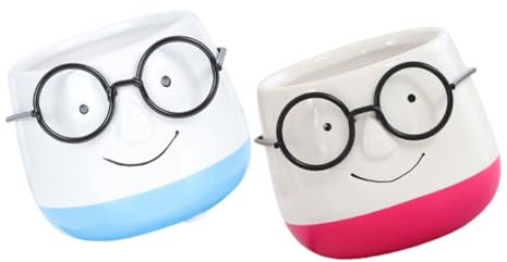 Abaodam 2Pièces Pots de Fleurs Céramique de Lunettes pour Plantes pour Décoration Jardin