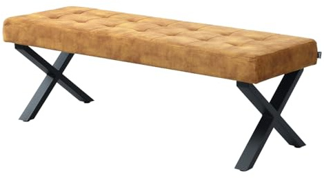 B&D home Sitzbank Dolce | gepolsterte Esszimmerbank 140 cm Polsterbank für Esszimmer, Garderobe, Küche | Industrial modern Design | Gelb