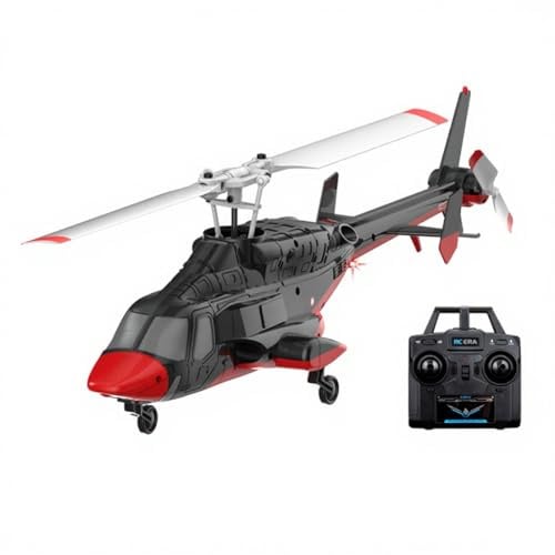 TechSpieler A61 1/52 Air-Wolf RC Hubschrauber, 2.4G 4CH Einrotor-Flybarless Mini Militär RC Helikopter Modell Mit Optischer Höhenflugsicherung, Fernsteuerung Flugzeug Geschenk (RTF Version)