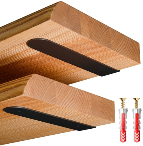 LAMO Staffe per mensole da muro 20 cm 2 pz. nere - Supporti per mensole, staffe a l, reggimensola a scomparsa, angolari metallo - Supporto mensola per libri, giochi, l'ufficio, camera da letto