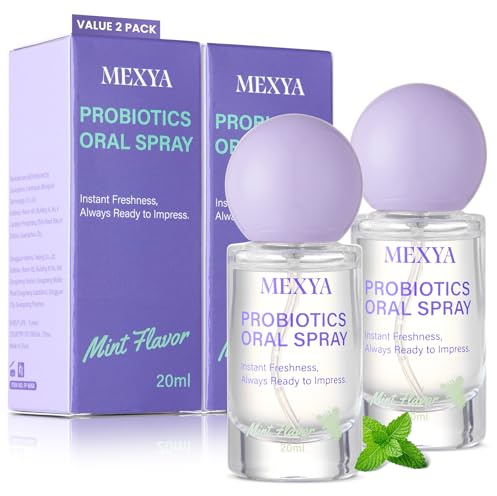 2-Pack MEXYA Probiotic Breath Spray for Bad Breath - True Fresh Oral Spray with Natural Ingredients, Long Lasting & Portable Travel Size Mouth Freshener