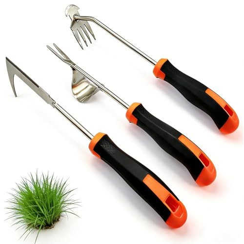 Suphan 2026 Weed Puller Tool, 3-Piece Garden Weeder Tool Set, Weed Remover Tool, 4-Tine Uprooting Puller & Crevice Weeder, Portable Weeding Artifact for Backyard, Vegetable Garden & Farm