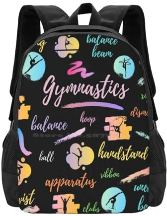 ASDCTYTKO Turnwörter – Künstlerische Gymnastik – Rhythmische Gymnastik Unisex-Taschen Schülertasche Rucksack Turnshirt-Festivalgeschenk