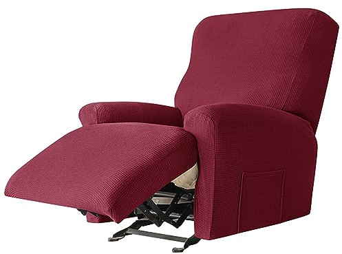 OBASDFD Wendbarer Jacquard-Liegesesselbezug - Stretch-Schutz Mit Elastischer Tasche(Wine Red)