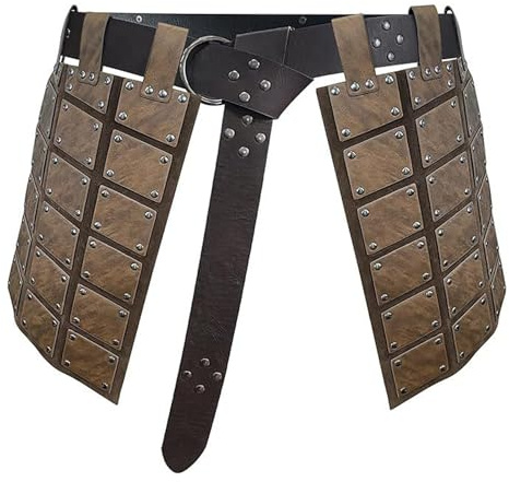 Gonna medievale da combattimento da uomo, gonna medievale da combattimento – Gonna doppia faccia in pelle sintetica | Protezione coscia per uomini. Costume da cosplay medievale realistico per
