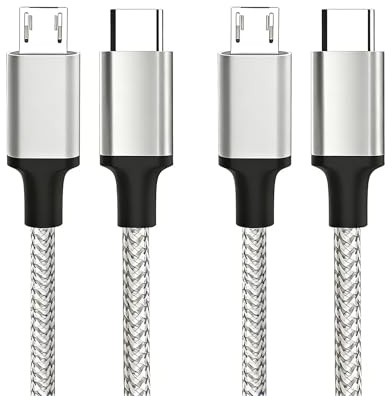 2 Piezas Cable USB-C a Micro USB 2.0 0,5 m, Compatible con Dispositivos Micro-USB, Carga Rápida 5V/3A, Transferencia 480 Mbps, Ideal como Cable Micro USB, MicroUSB a USBC, Conector Tipo C Reversible