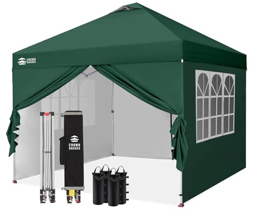 CROWN SHADES Pavillon 3x3 Wasserdicht Stabil Winterfest | Pop up Faltpavillonc mit 4 Seitenteilen, UV-Schutz 50+, 3-Fach Höhenverstellbar, Partyzelt für Garten, Grün