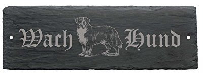 Schiefer wetterfestes Schild WACHHUND Berner Sennenhund - Türschild Hund 22 x 8 cm