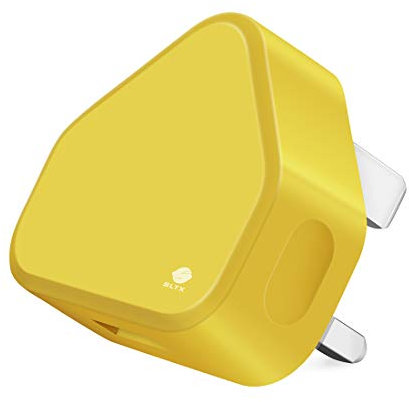 SLTX UK 3 Pin Plug USB Mains Charger Adapter, 1AMP 1000mAh Fast Speed Universal Travel Wall Charger for iPhone, iPad, iPod, Samsung Galaxy Tab, HTC, Tablet & USB Devices (Yellow)