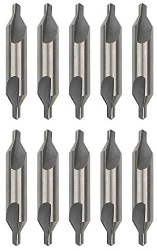 Pxyelec 4.0mm HSSCenter Drill Bits Set, HSS Center Drills Countersinks 60 Degree Angle Bit Set Tool for Lathe Metalworking Pack 0f 10