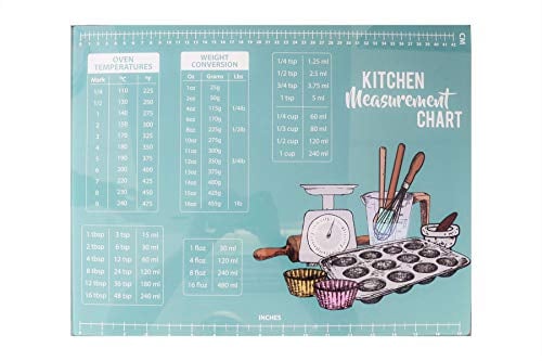 YoL Tempered Glass Worktop Saver Pastry Chopping Board Anti Slip Measurement Conversion Chart Baking – Green
