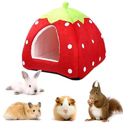 Kleintierbett Kuschelbett, Multifunktional Kleintier-Winterhaus, Warm Plüsch Baumwolle Tierbett Schlafen Bett Höhle Zubehör mit herausnehmbarer Matte für Hamster Meerschweinchen Chinchilla Ratten