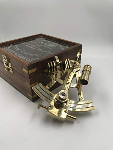 Malla inkl. massiver Messing-Sextant mit Holzbox | Original Sextant | Nautischer Sextant