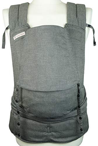 Fräulein Hübsch Soft Tai V2 Toddlersize Halfbuckle in Graphite für Kleinkinder (74/80 – 98/104 cm) - Anhock-Spreiz-Haltung wie im Tragetuch - Bauchtrage - Hüfttrage – Rückentrage