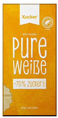 Xucker Weiße Schokolade mit Xylit - Leckere Weiße Schokolade mit Xylitol Zuckerersatz I 35% Kakaoanteil I 70% weniger Zucker (80g)