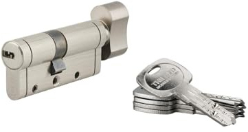 THIRARD - Cilindro de Cerradura con Botón Trafic 12 - Latón - Para Puerta de Entrada - 8 Pernos - Antiarranque, Antitaladro, Antiganzúa, Antirrotura, Anti-Snap - 40B x 30 mm - Gris