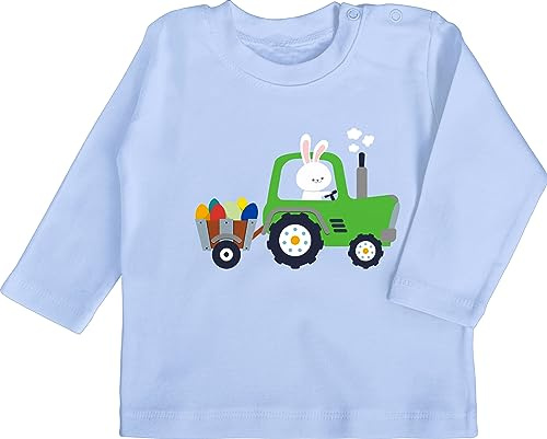 Shirtracer - Baby Langarmshirt - Ostergeschenke - Traktor Hase Ostereier I Ostern I Trecker Osterhase