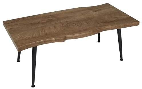 HOME DECO FACTORY TV-Board Lowboard Hängend Hochglanz Weiß | Couchtisch aus MDF und Eisen, modernes Design, für Wohn- oder Esszimmer, ästhetisch, 100 x 38 x 49 cm, schwarz und Holz