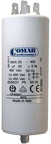 Condensateur à cosse 25 uF COMAR pompes de piscine, compresseur, spa, nettoueur haute pression