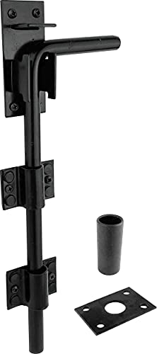 IRONTITE® Black Gate Drop Bolt, Heavy Duty Gate Drop Bolts for Wooden Gates, Surface Mounted Gate Bolt Ideal for Garage Doors and Gates, 300mm (12)