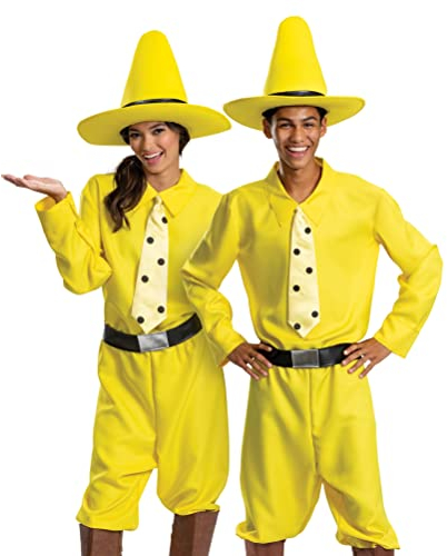 Disguise Curious George Person in The Yellow Hat Fancy Dress Costume for Adults Small/Medium
