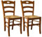 AltoBuy Suzy - Lot de 2 Chaises Teinté Chêne et Assises en Paille