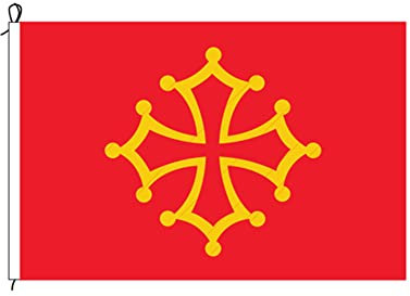 Stormflag Drapeaux Languedoc 50x75cm Drapeau Midi-Pyrénées - Occitanie 50x75cm en polyester 110g/m2 Tricot de chaîne avec œillets et Double couture