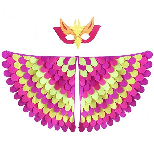 Proumhang disfraz de alas de pájaro para niños de 3 a 8 años,disfraz de búho de pájaro y pavo real,máscara de ojo de fieltro para niños y niñas y conjunto de alas,Halloween,estilo 15