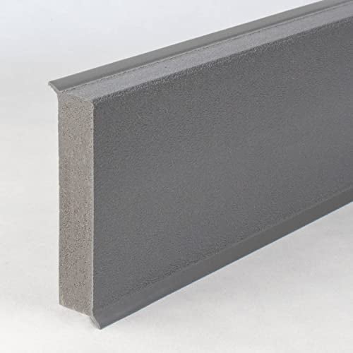 PROVISTON | Kunststoff Sockelleiste | Hartschaum PVC | Grau | 12 x 60 x 2500 mm | Genarbt | Wasserfest | Hochwertige Fußleiste | Einfache Montage