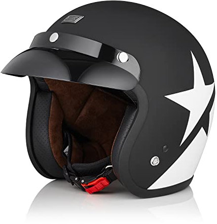 ORIGINE Casco Jet Moto Aperto Casco Scooter ECE Omologato con Visiera Parasole (STAR WHITE BLACK,XL)