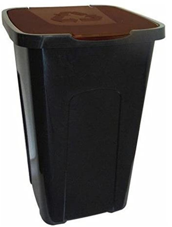 keeeper Recycling-Mülleimer aus Polypropylen, mit Deckel, 50 Liter, 36,5 x 37 x 55,5 cm, brauner Deckel