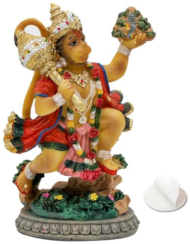 alikiki Indien Idol Lord Hanuman Statue – 9,9 cm H Hindu-Gott fliegender Hanuman Figur für Auto Armaturenbrett Dekor Indisches Home Office Mandir Tempel Altar Schrein Pooja Artikel Diwali Puja